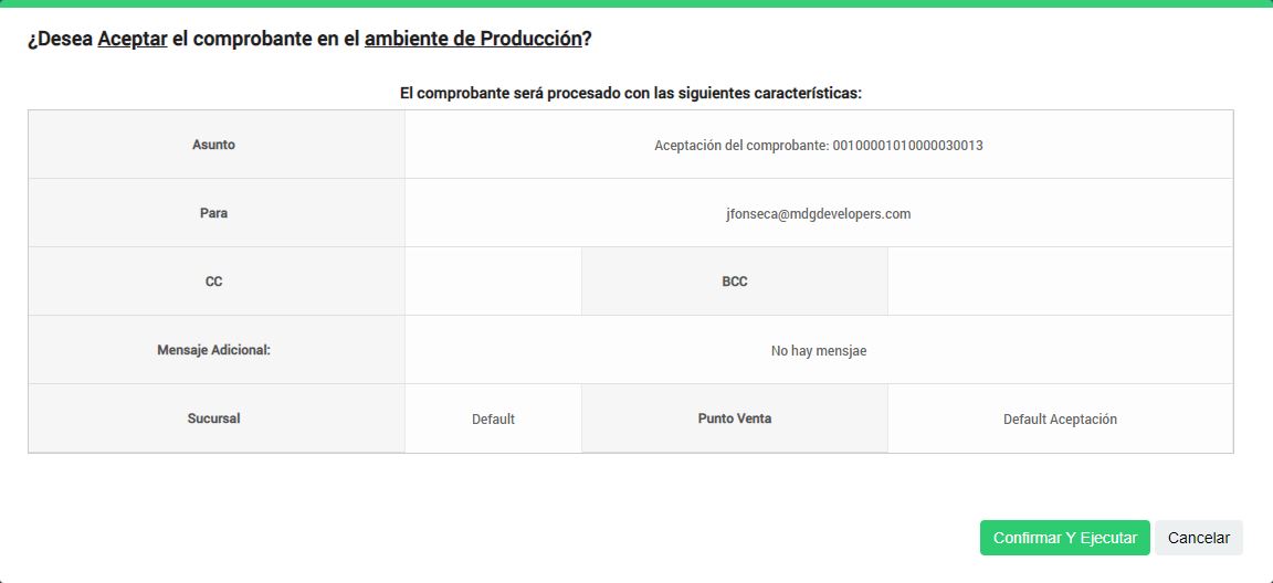 Comprobante - Recepcion - Aceptar - Confirmar