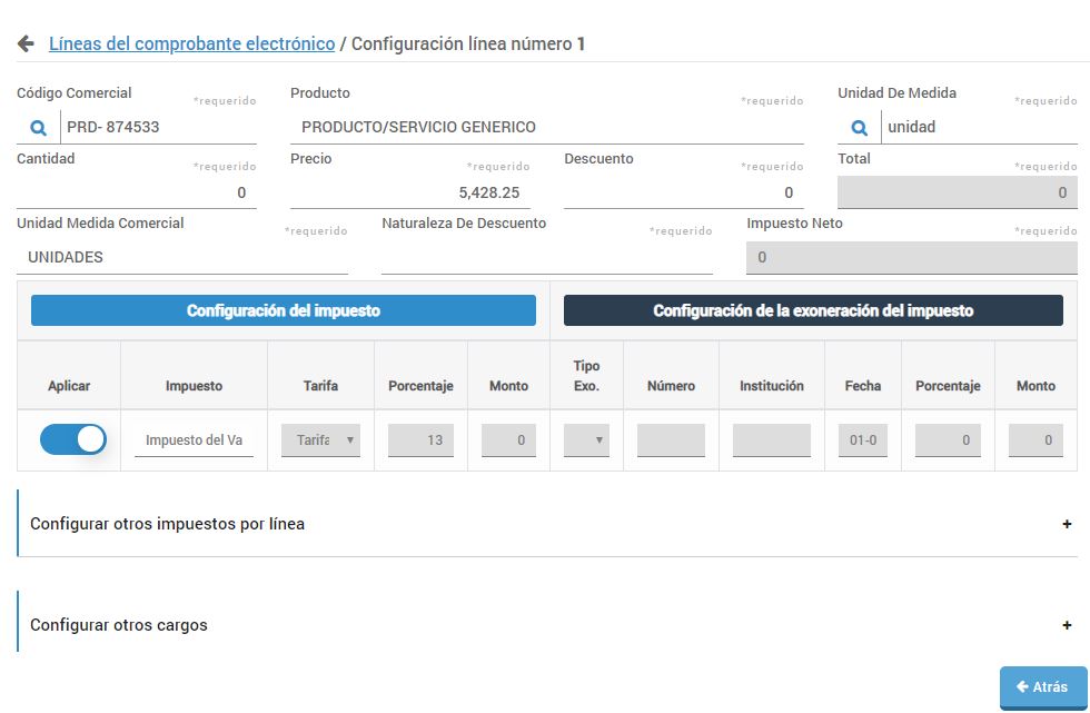 Facturador - 03 - Detalles - Configurar Linea