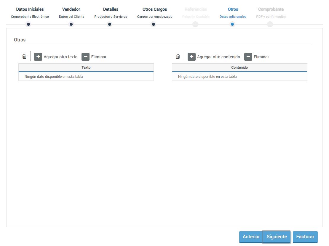 Facturador - 05 - Otros Datos Adicionales