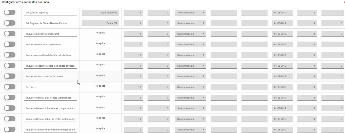 Facturador - 03 - Detalles - Otros Impuestos
